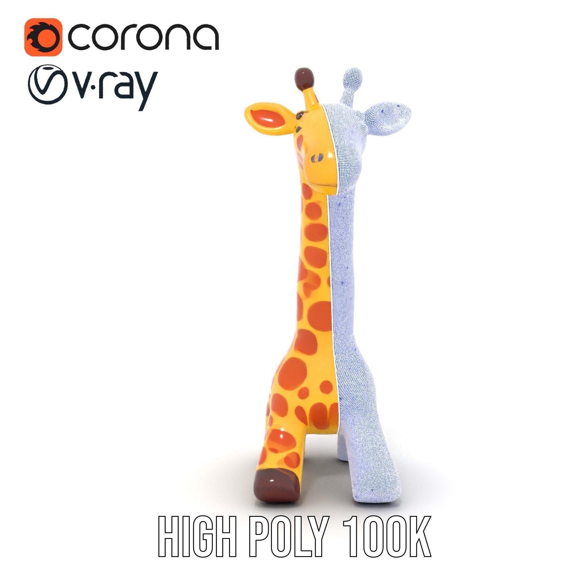 Inflatable Giraffe Toy Model Pack Low-poly 3D model_34