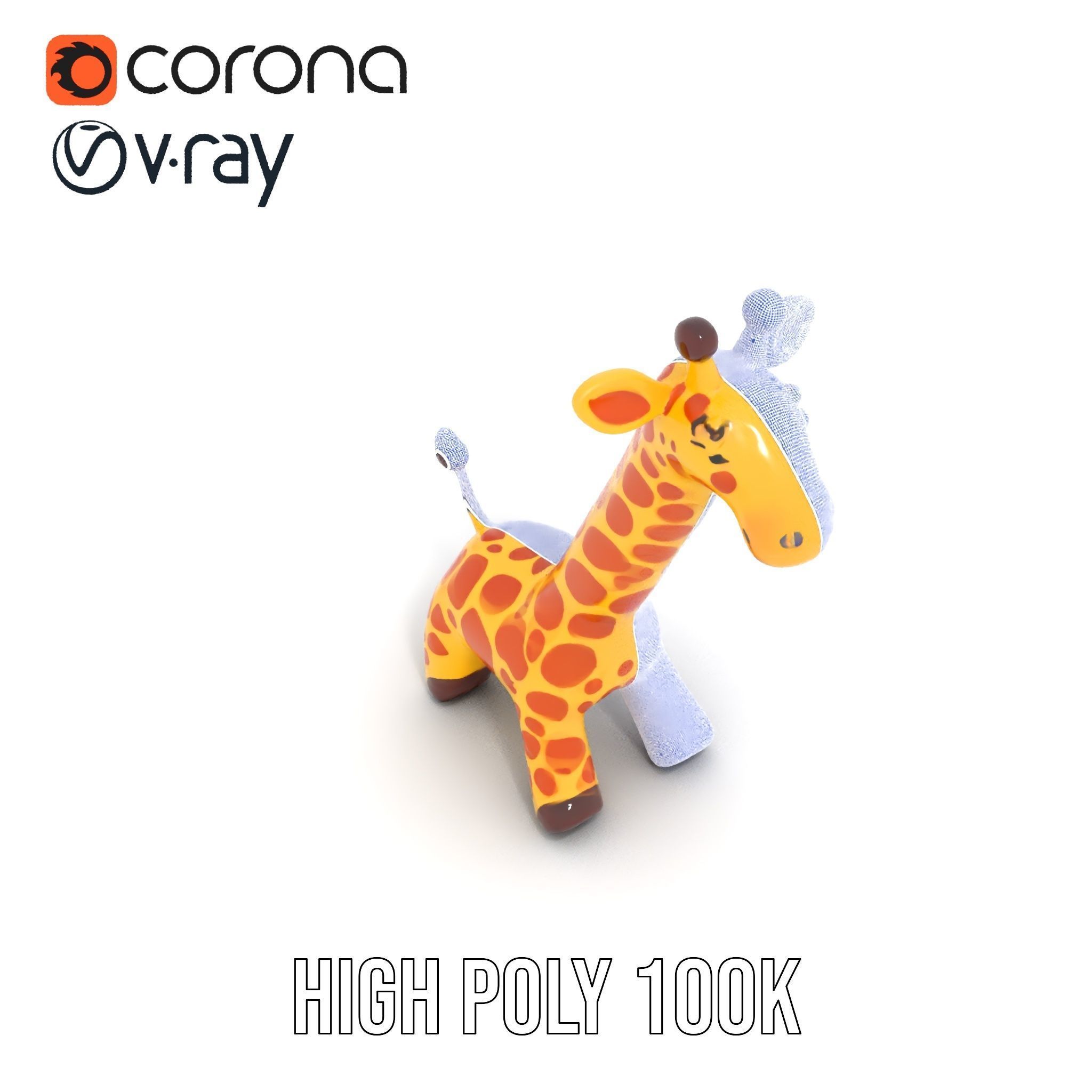 Inflatable Giraffe Toy Model Pack Low-poly 3D model_33