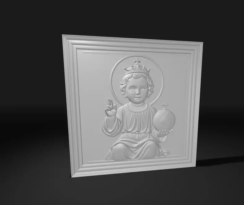 Infant Christ the King 3D Bas-Relief Sculpture 3D print model_0