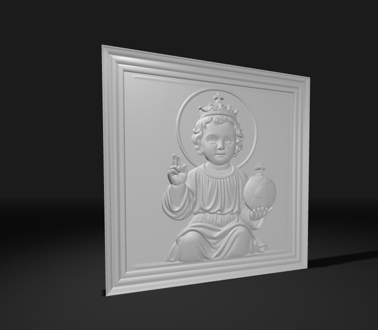 Infant Christ the King 3D Bas-Relief Sculpture 3D print model_2