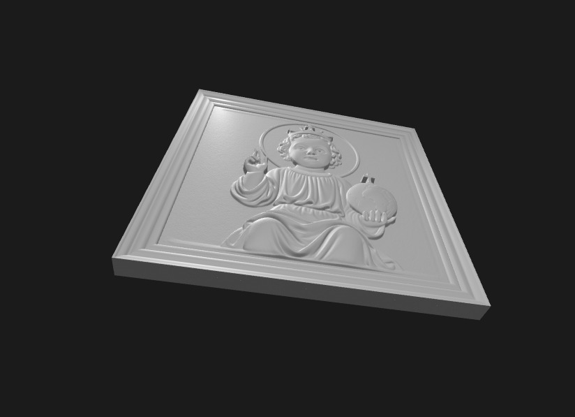 Infant Christ the King 3D Bas-Relief Sculpture 3D print model_4