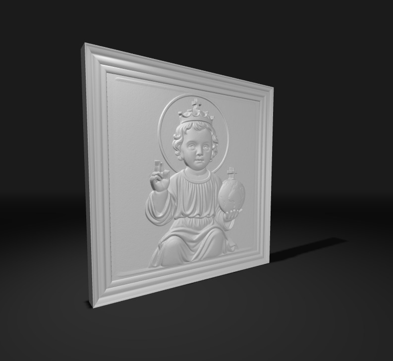 Infant Christ the King 3D Bas-Relief Sculpture 3D print model_3