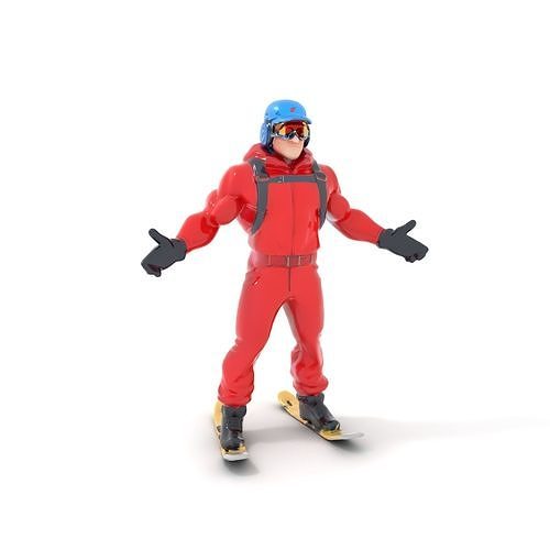 Snowboarder Champion Rigged and Animated D Character Model Low-poly 3D model