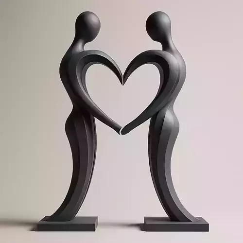 Intertwined Heart  Minimalist Human Figures 3D print model