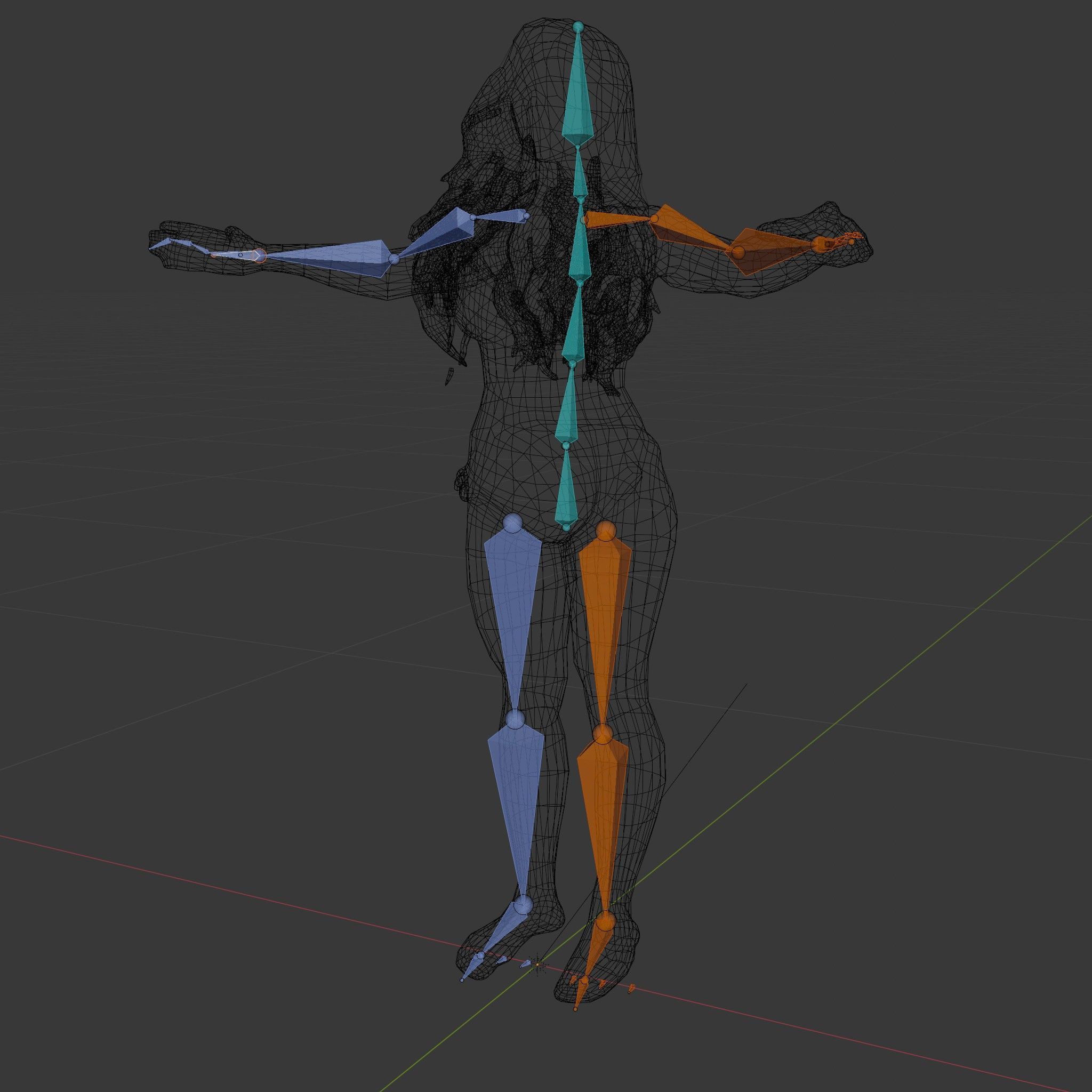 Blue Bikini Female Character Model Rigged and Animated Low-poly 3D model_12