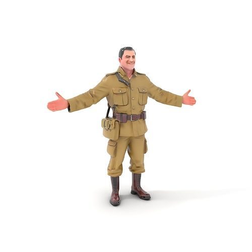 Soldier Character Model Rigged and Animated in Uniform Low-poly 3D model