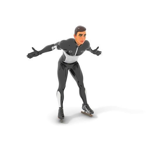 Speed Skater Rigged and Animated D Character Model Low-poly 3D model