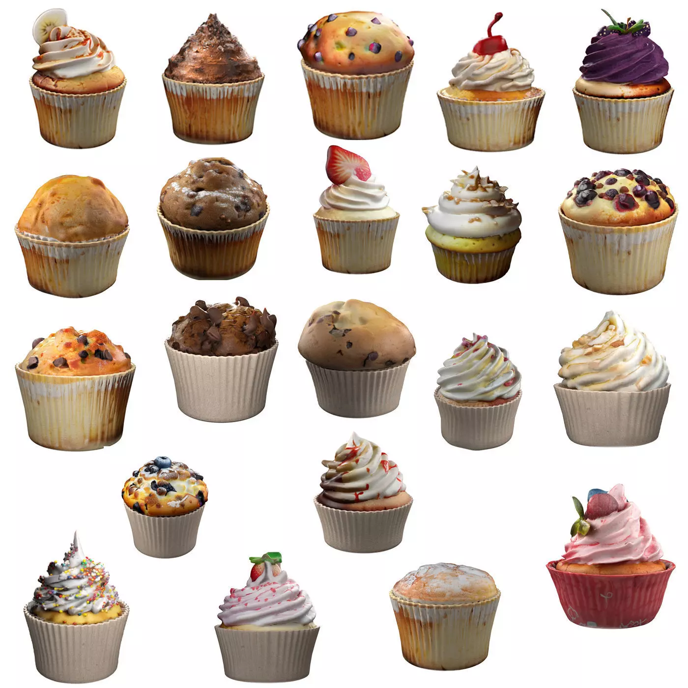 Muffins collection 3   Low-poly 3D model_0