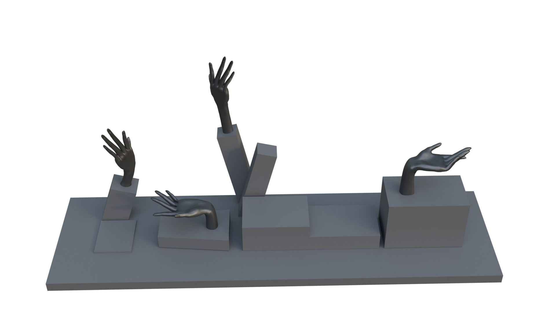 Stylized Hand Statue 3D Decorative Prop for Interior Design Low-poly 3D model_4