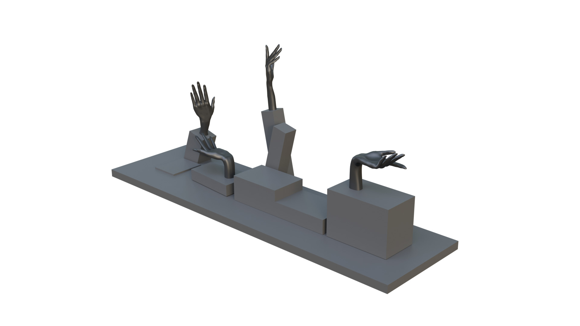 Stylized Hand Statue 3D Decorative Prop for Interior Design Low-poly 3D model_1