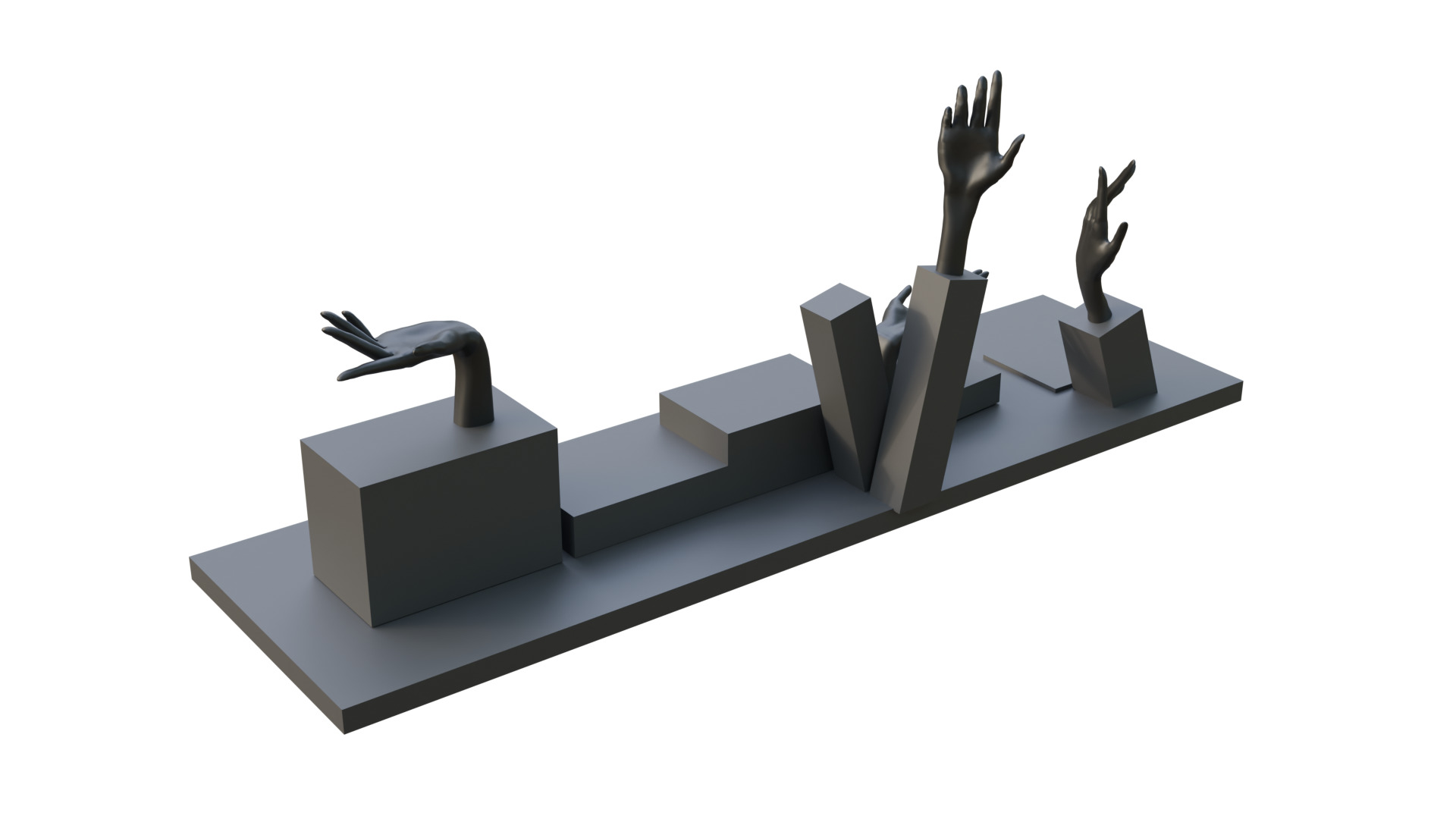 Stylized Hand Statue 3D Decorative Prop for Interior Design Low-poly 3D model_2