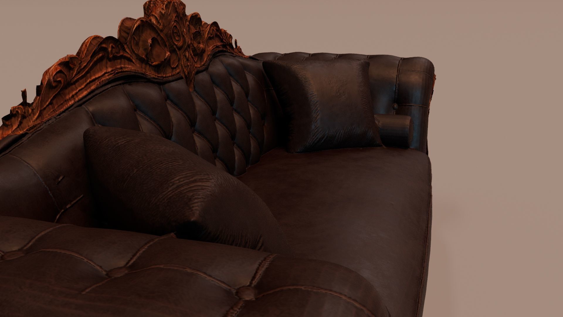 Baroque Leather Sofa  Game Ready  Archviz Asset Low-poly 3D model_3