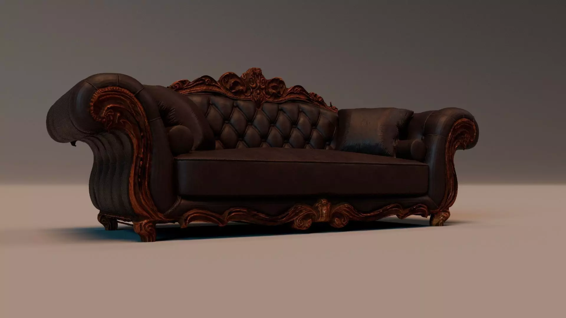 Baroque Leather Sofa  Game Ready  Archviz Asset Low-poly 3D model_0