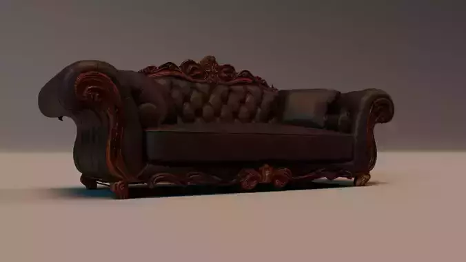 Baroque Leather Sofa  Game Ready  Archviz Asset
