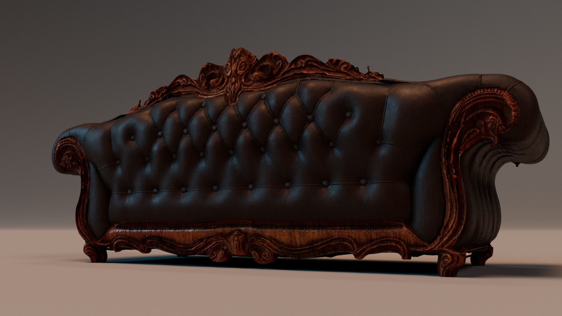 Baroque Leather Sofa  Game Ready  Archviz Asset Low-poly 3D model_4