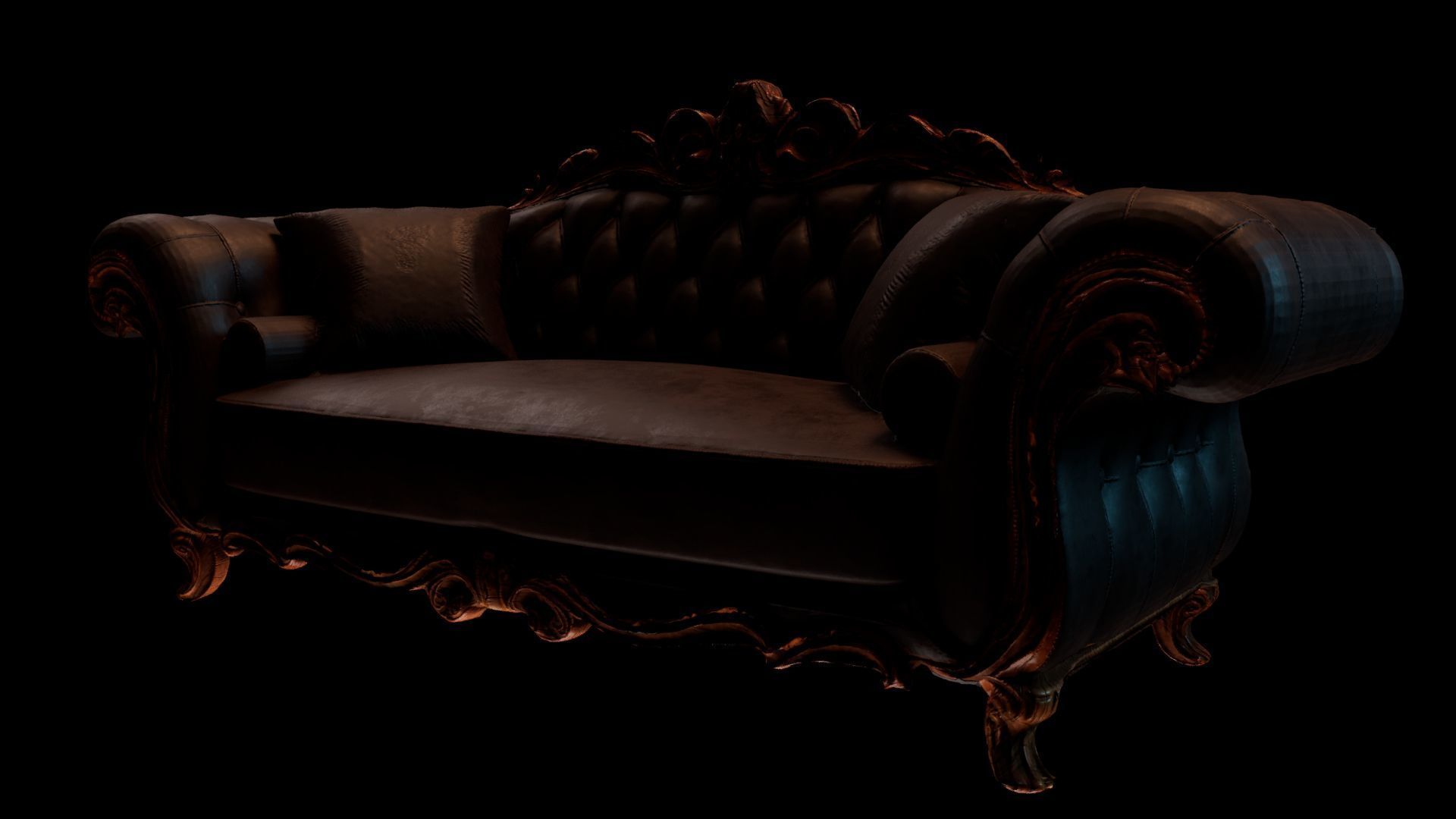 Baroque Leather Sofa  Game Ready  Archviz Asset Low-poly 3D model_5