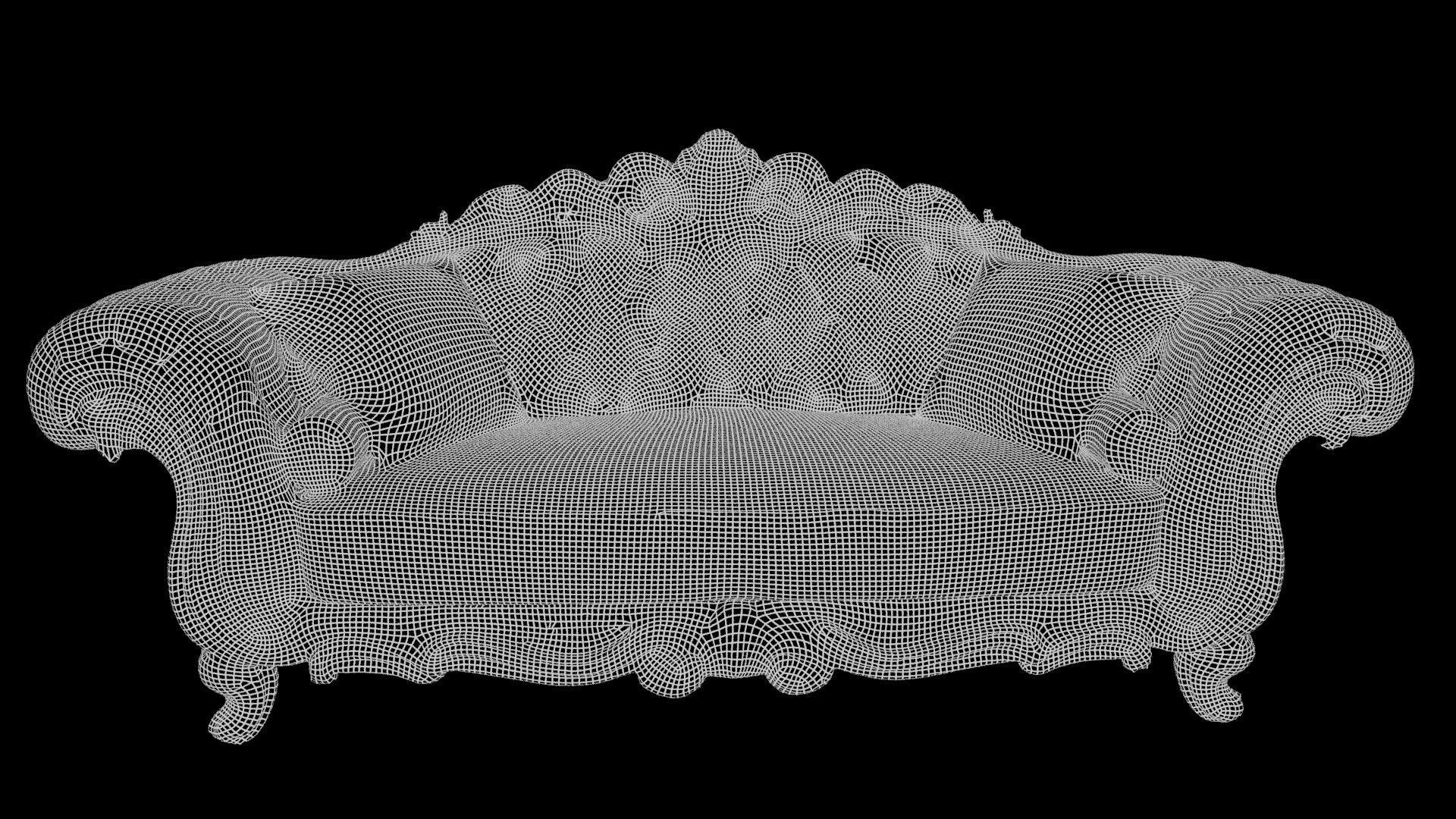 Baroque Leather Sofa  Game Ready  Archviz Asset Low-poly 3D model_7