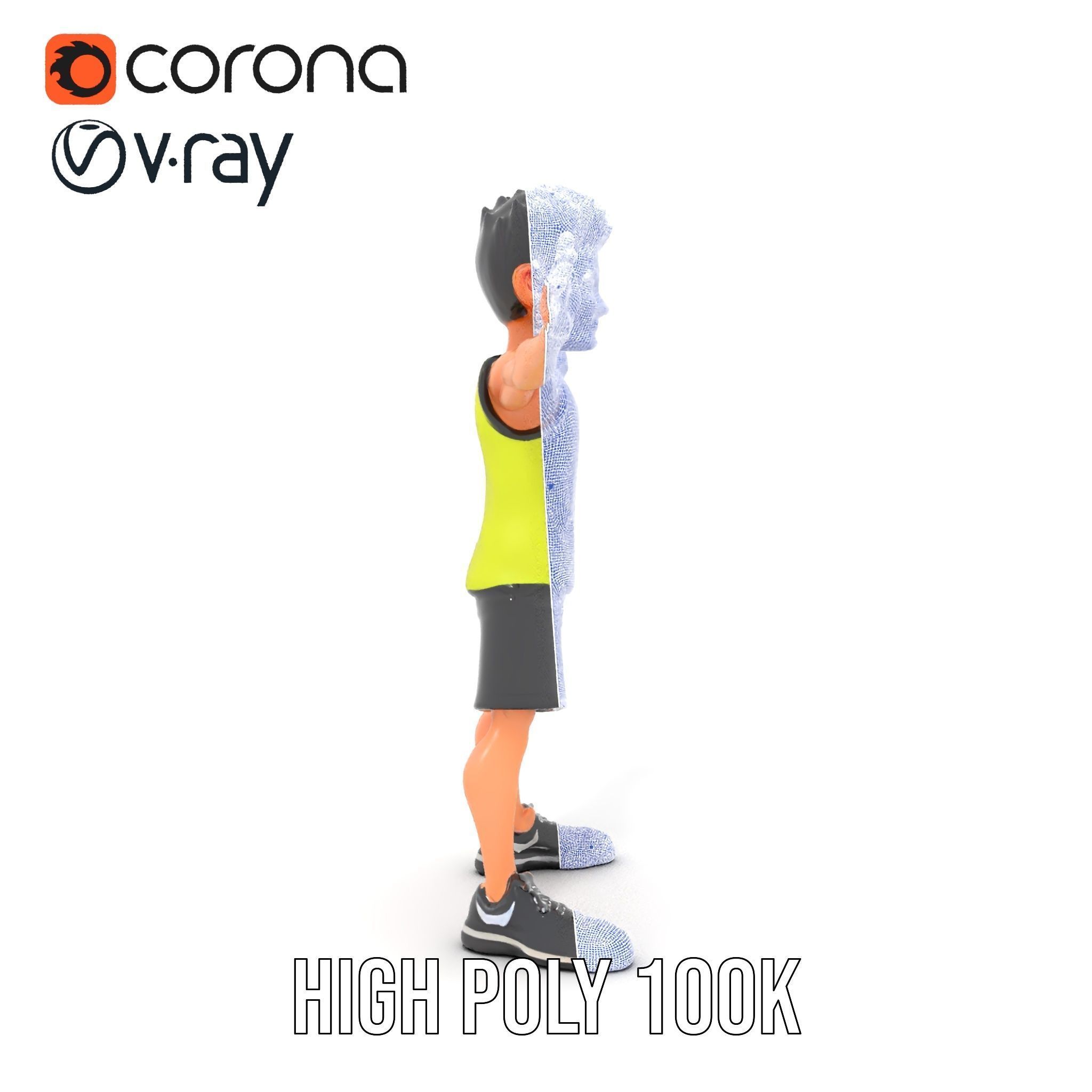 Sporty Boy D Character Model Rigged and Animated Low-poly 3D model_36