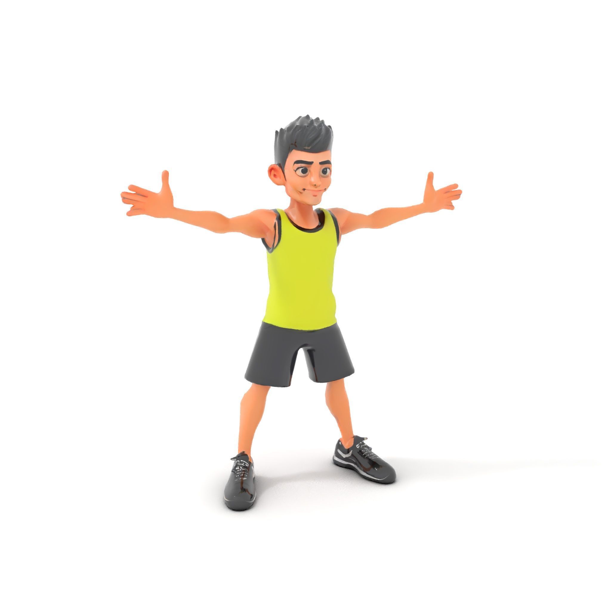 Sporty Boy D Character Model Rigged and Animated Low-poly 3D model_12