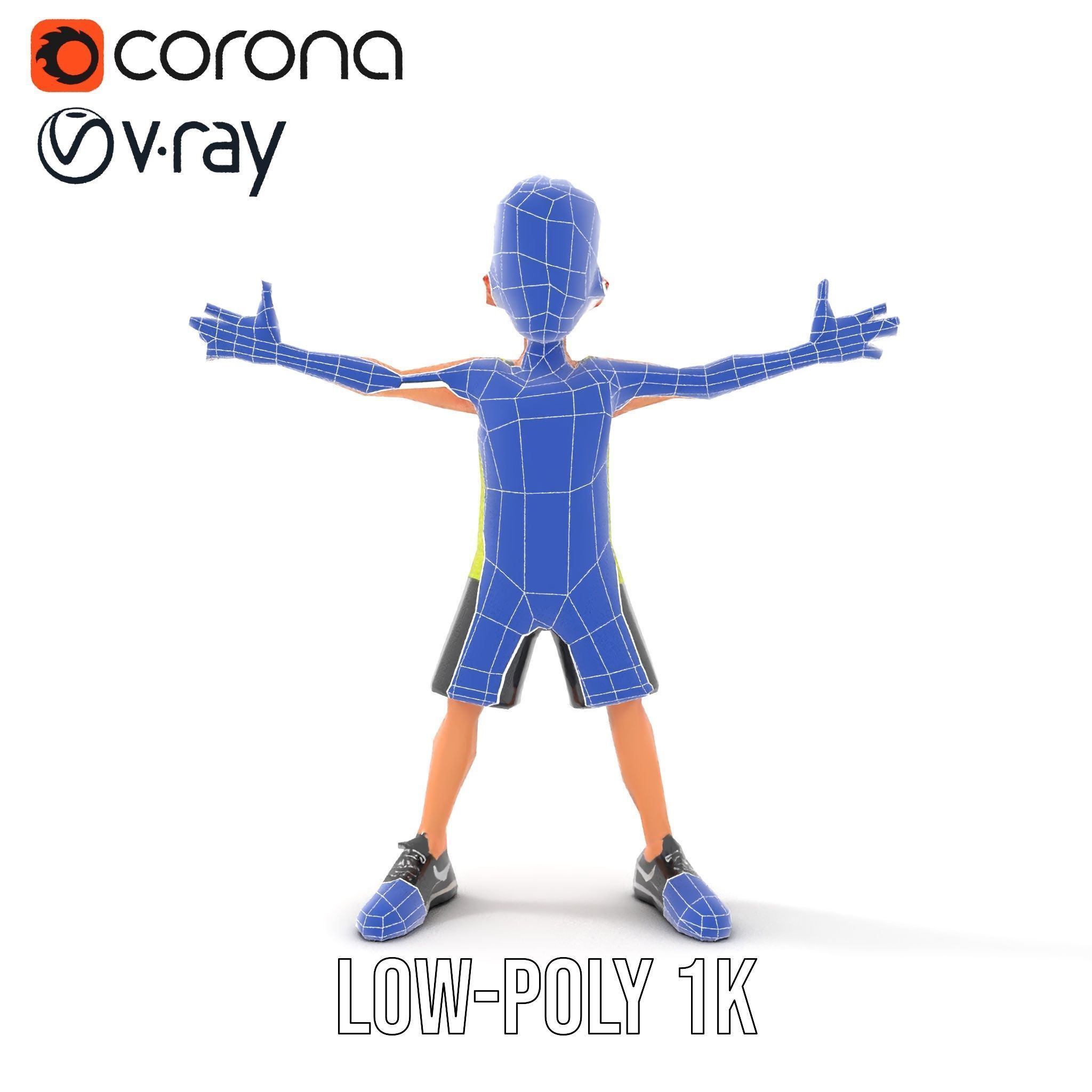 Sporty Boy D Character Model Rigged and Animated Low-poly 3D model_19