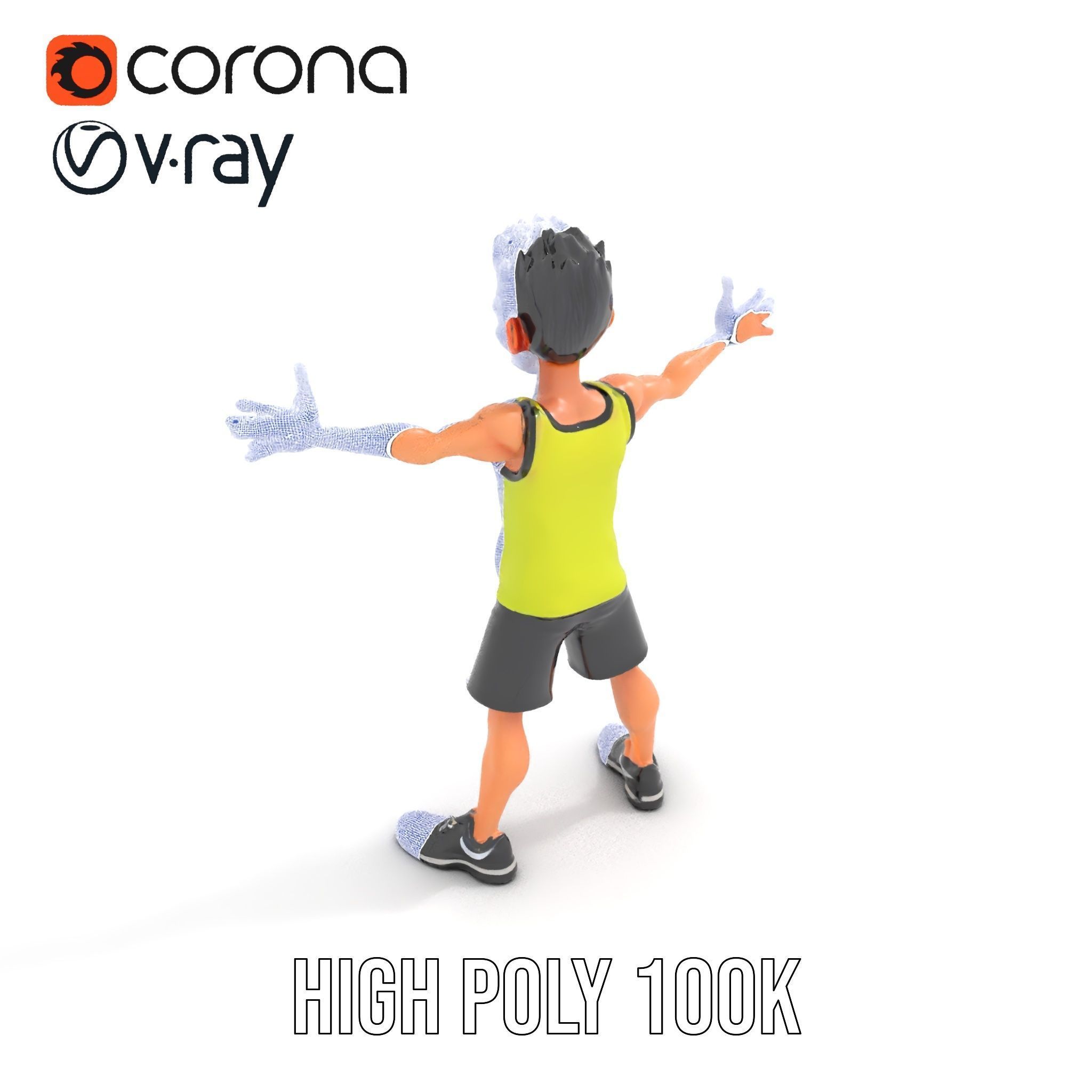 Sporty Boy D Character Model Rigged and Animated Low-poly 3D model_33