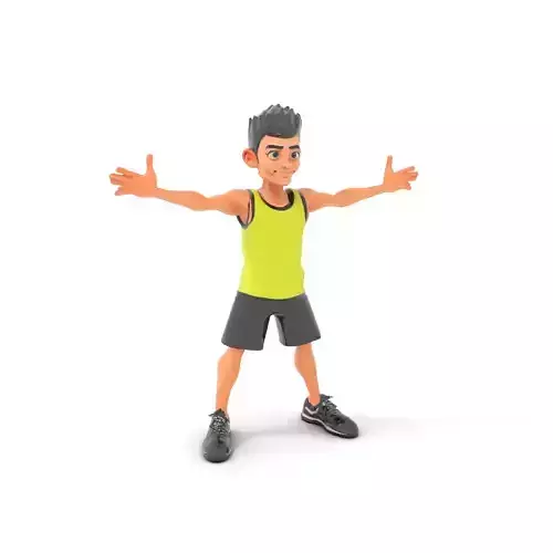 Sporty Boy D Character Model Rigged and Animated Low-poly 3D model