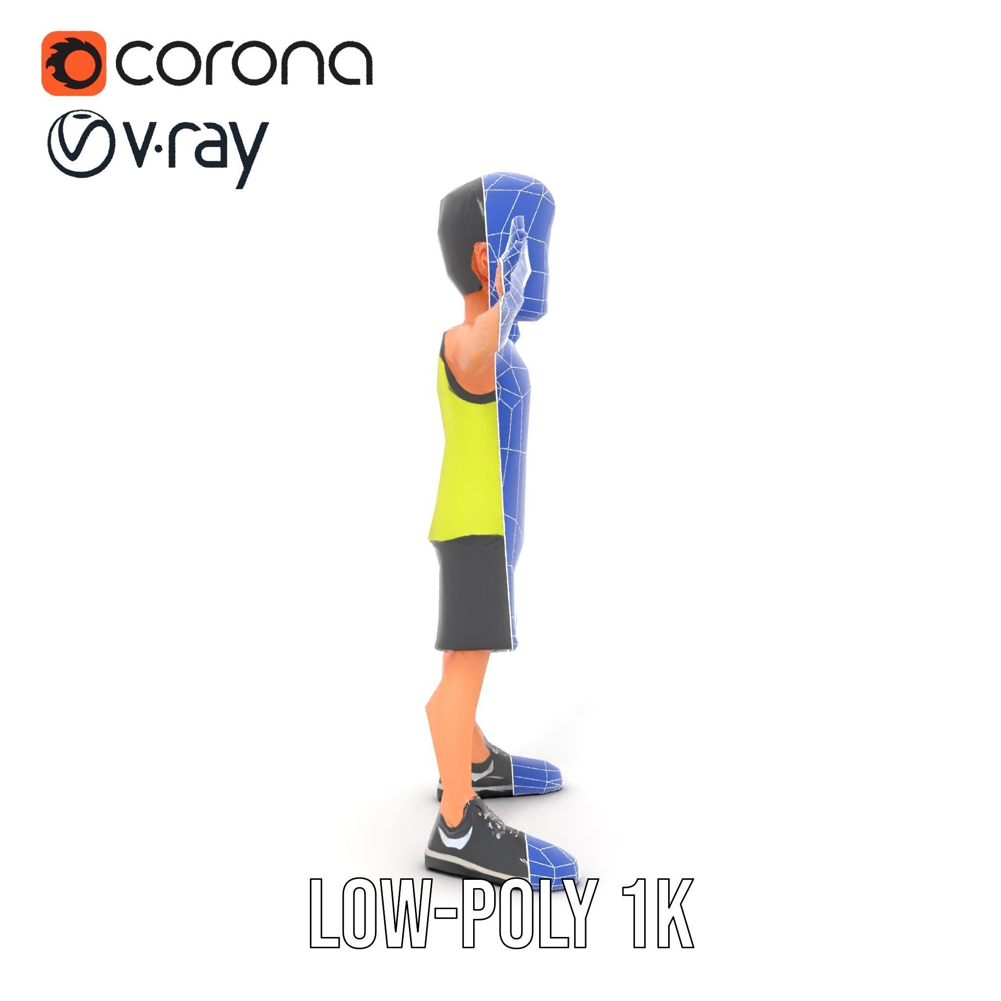 Sporty Boy D Character Model Rigged and Animated Low-poly 3D model_13