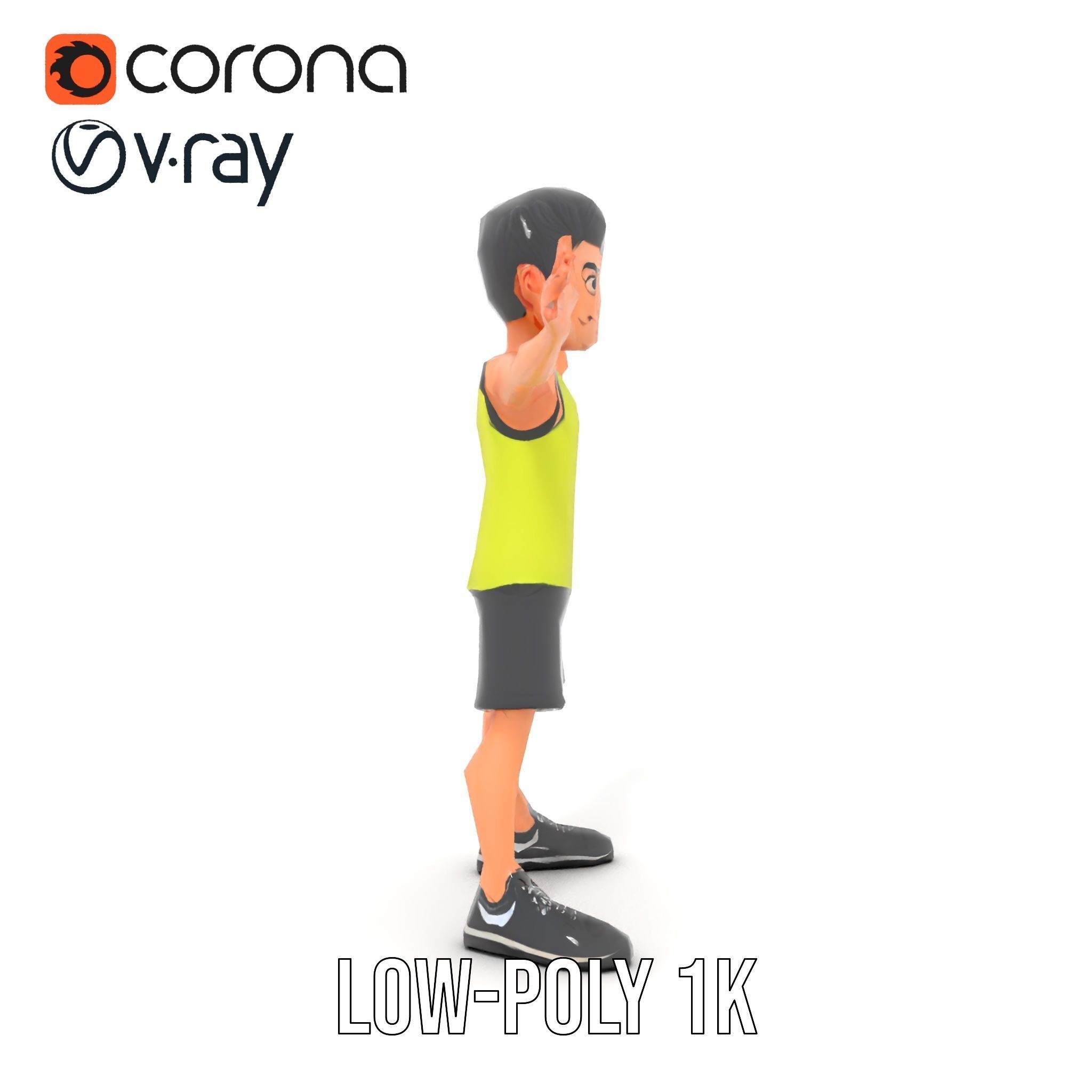 Sporty Boy D Character Model Rigged and Animated Low-poly 3D model_16