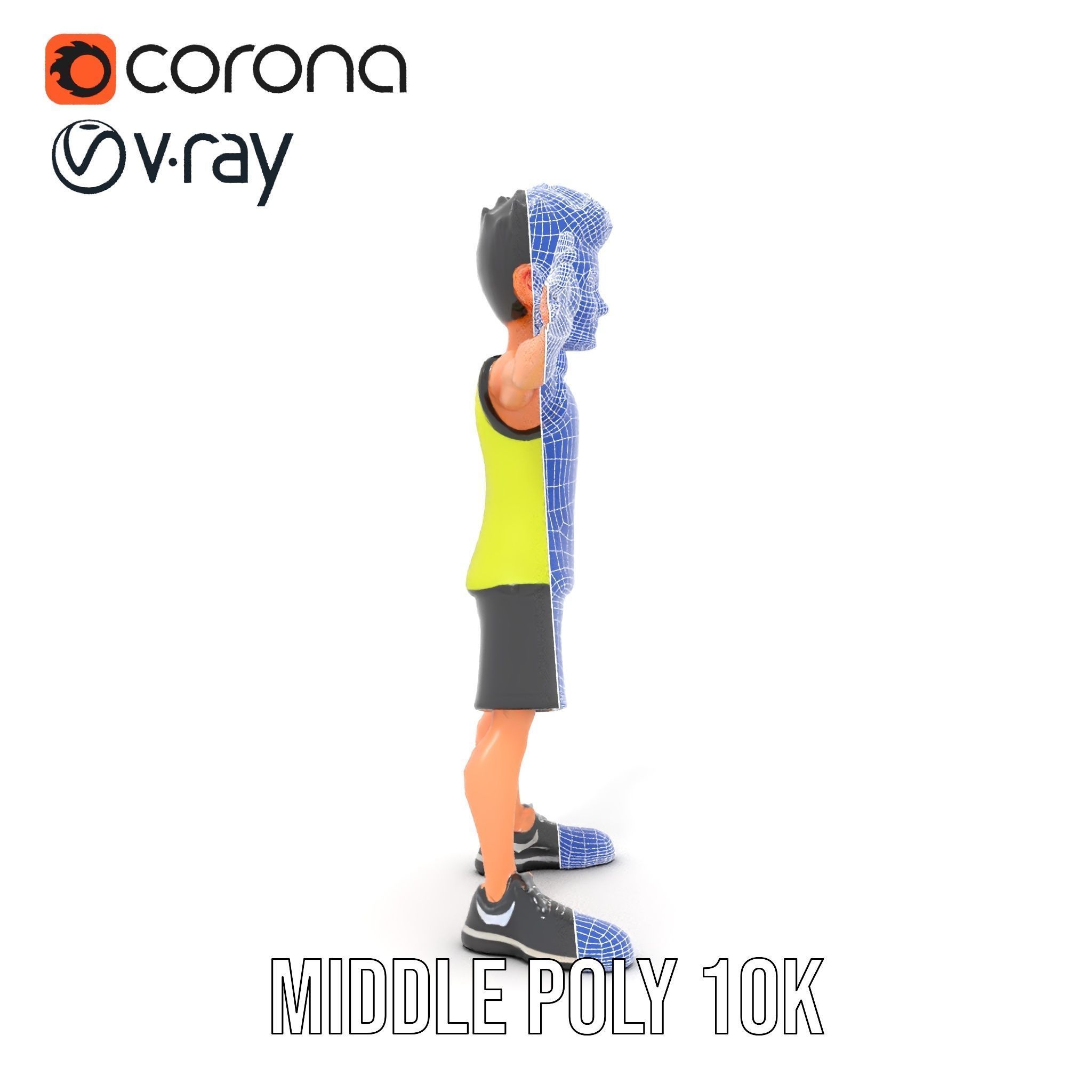 Sporty Boy D Character Model Rigged and Animated Low-poly 3D model_32