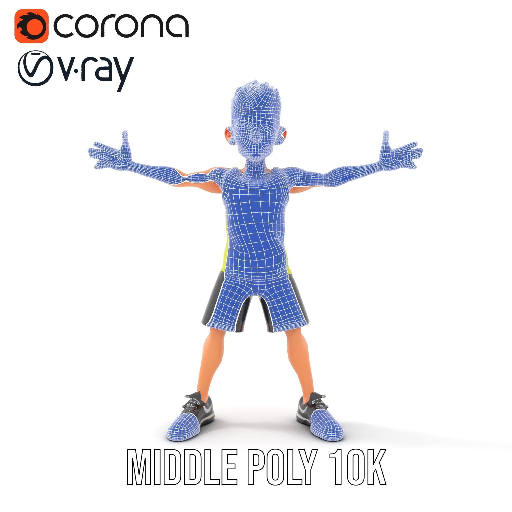 Sporty Boy D Character Model Rigged and Animated Low-poly 3D model_34