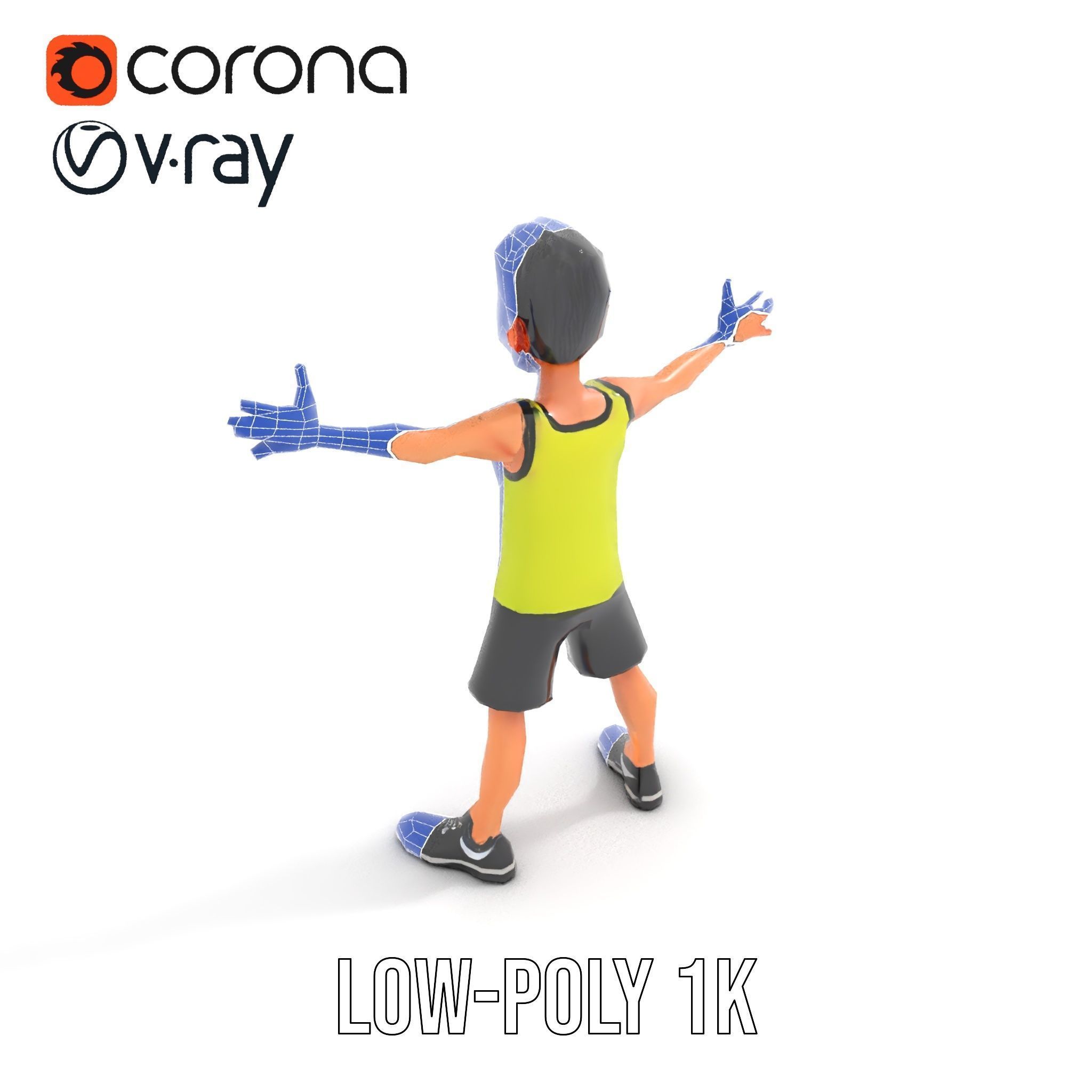 Sporty Boy D Character Model Rigged and Animated Low-poly 3D model_24