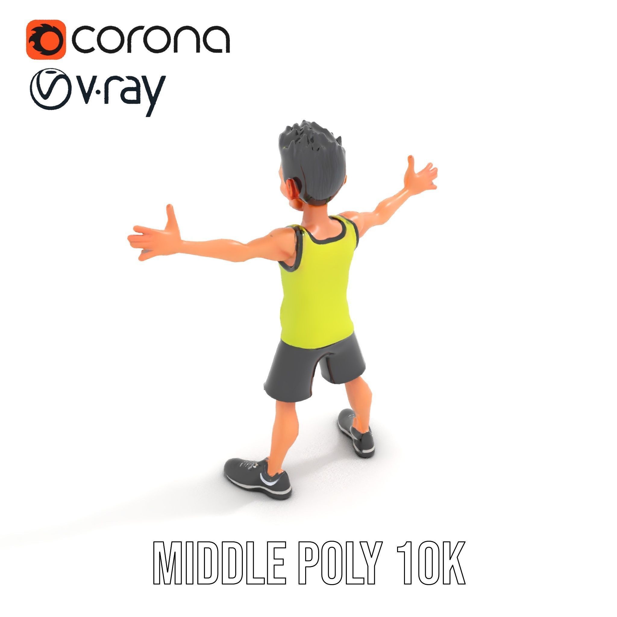Sporty Boy D Character Model Rigged and Animated Low-poly 3D model_10