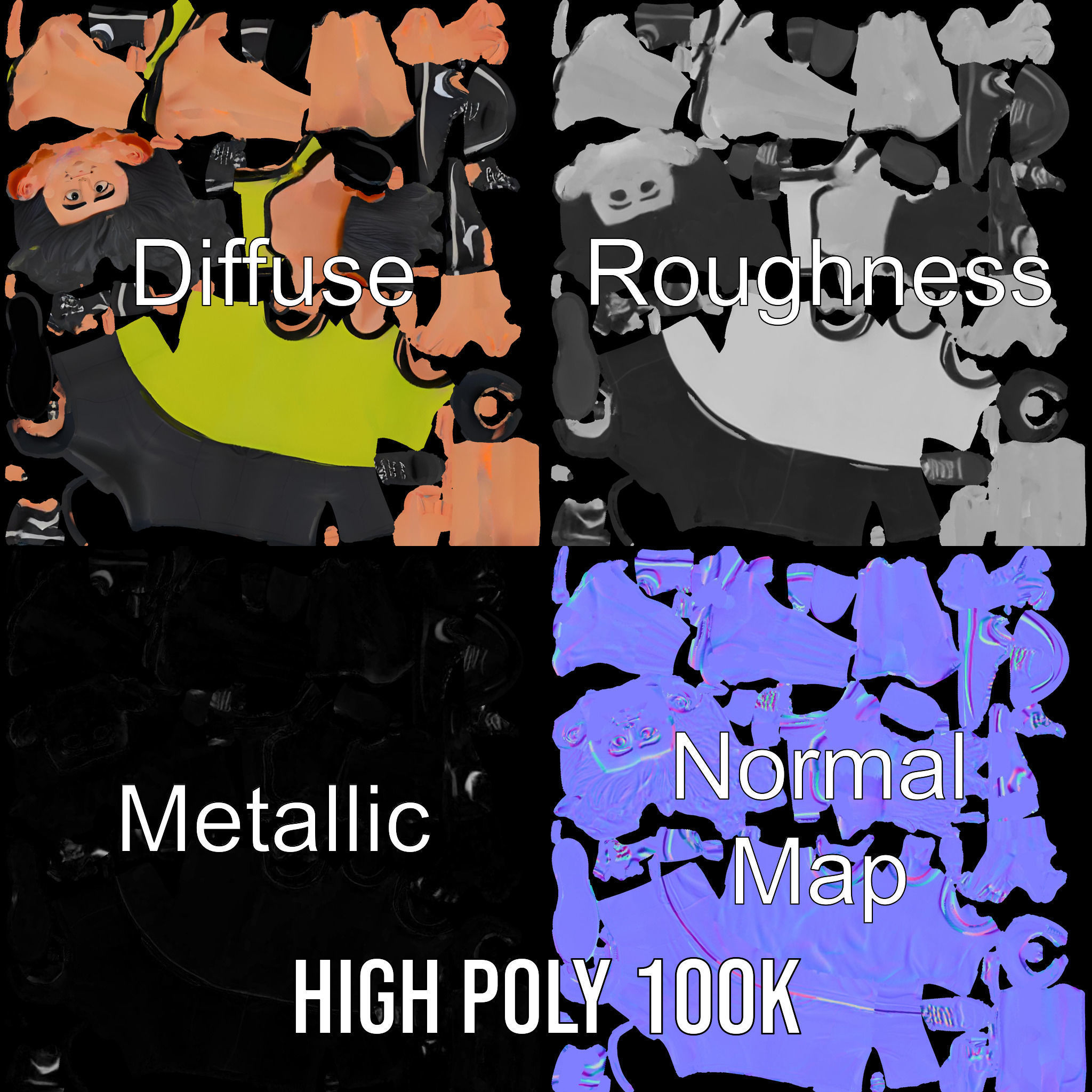 Sporty Boy D Character Model Rigged and Animated Low-poly 3D model_3