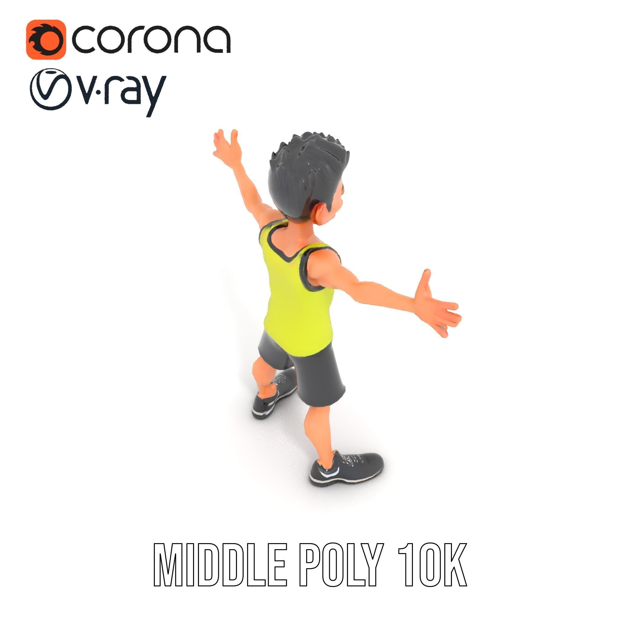 Sporty Boy D Character Model Rigged and Animated Low-poly 3D model_15