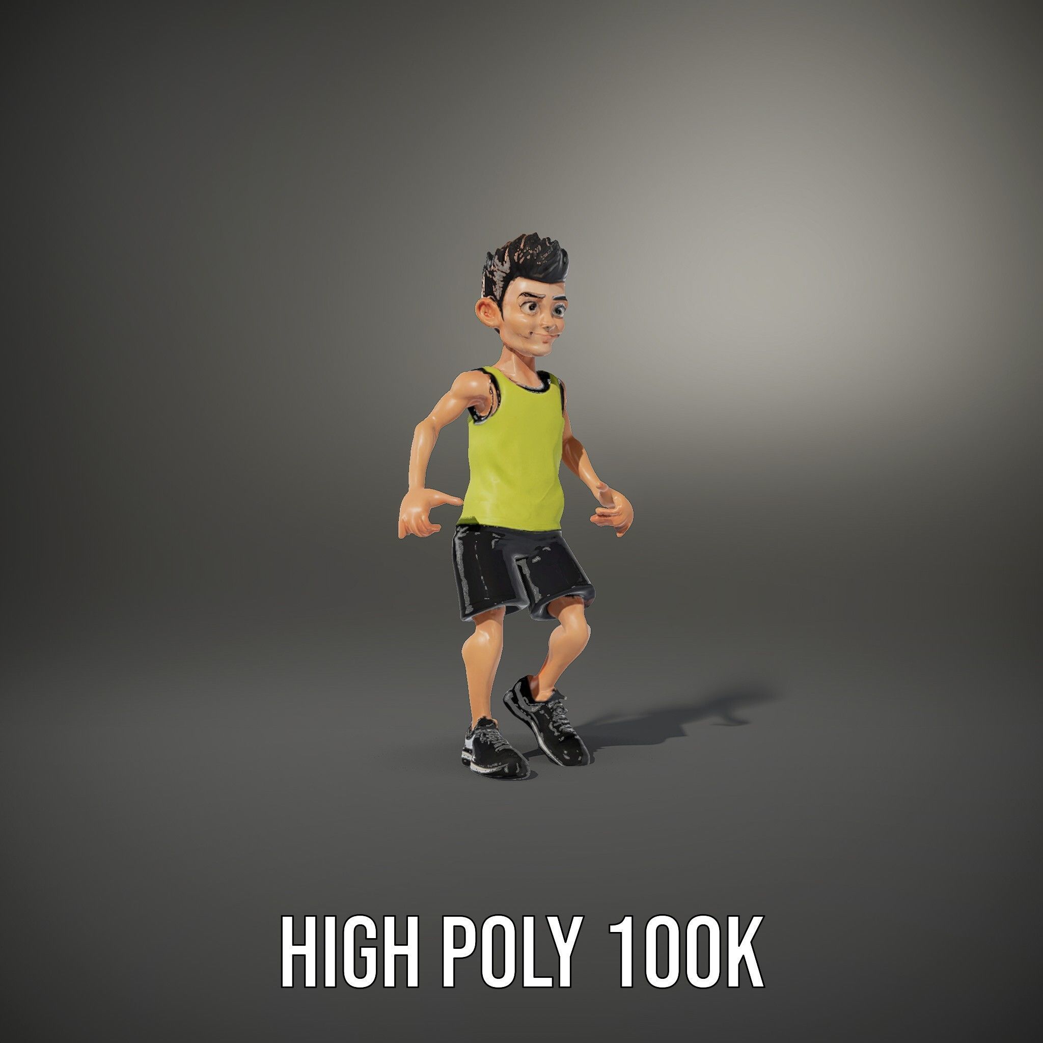 Sporty Boy D Character Model Rigged and Animated Low-poly 3D model_17