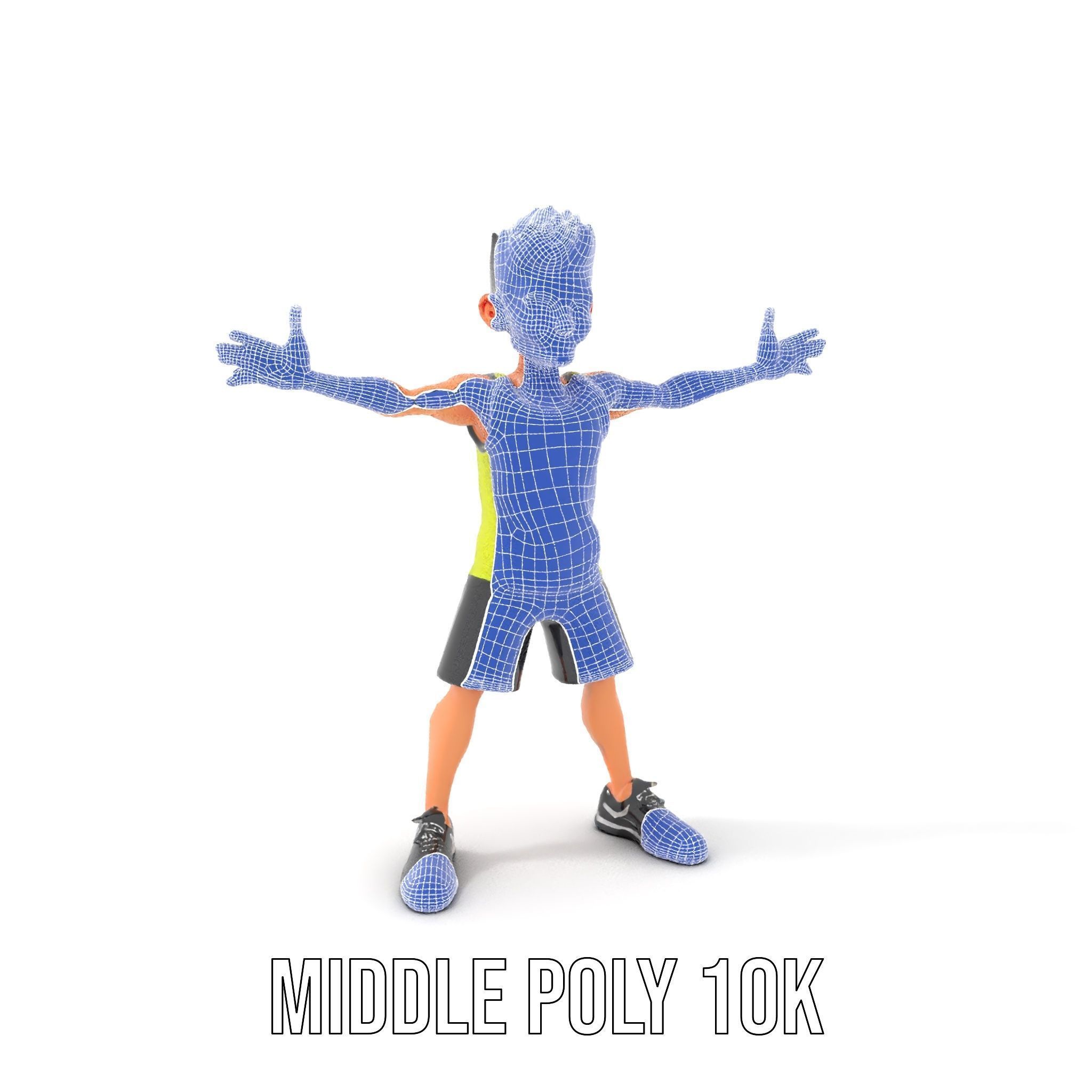 Sporty Boy D Character Model Rigged and Animated Low-poly 3D model_29