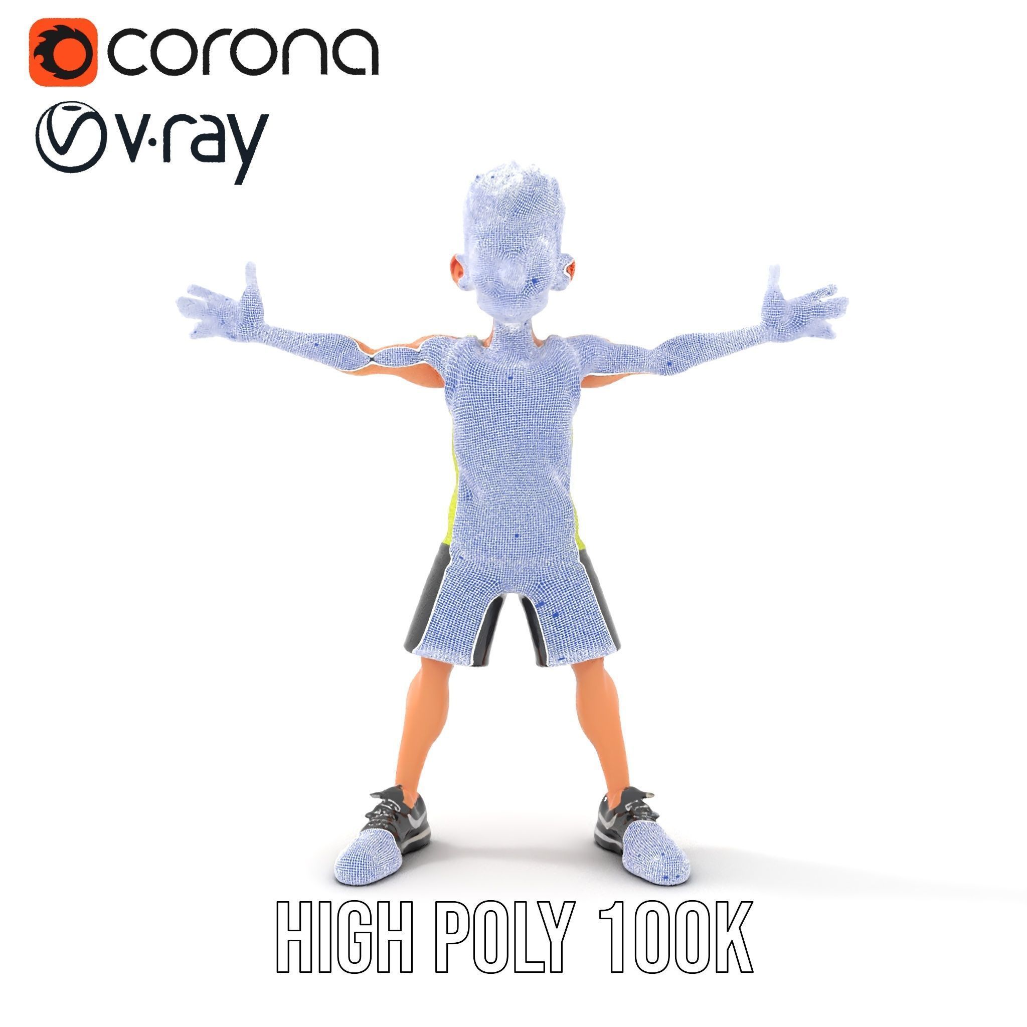 Sporty Boy D Character Model Rigged and Animated Low-poly 3D model_35