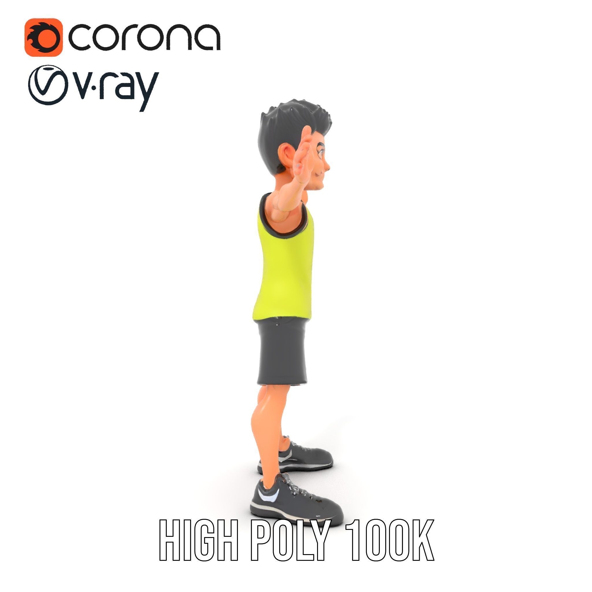 Sporty Boy D Character Model Rigged and Animated Low-poly 3D model_20