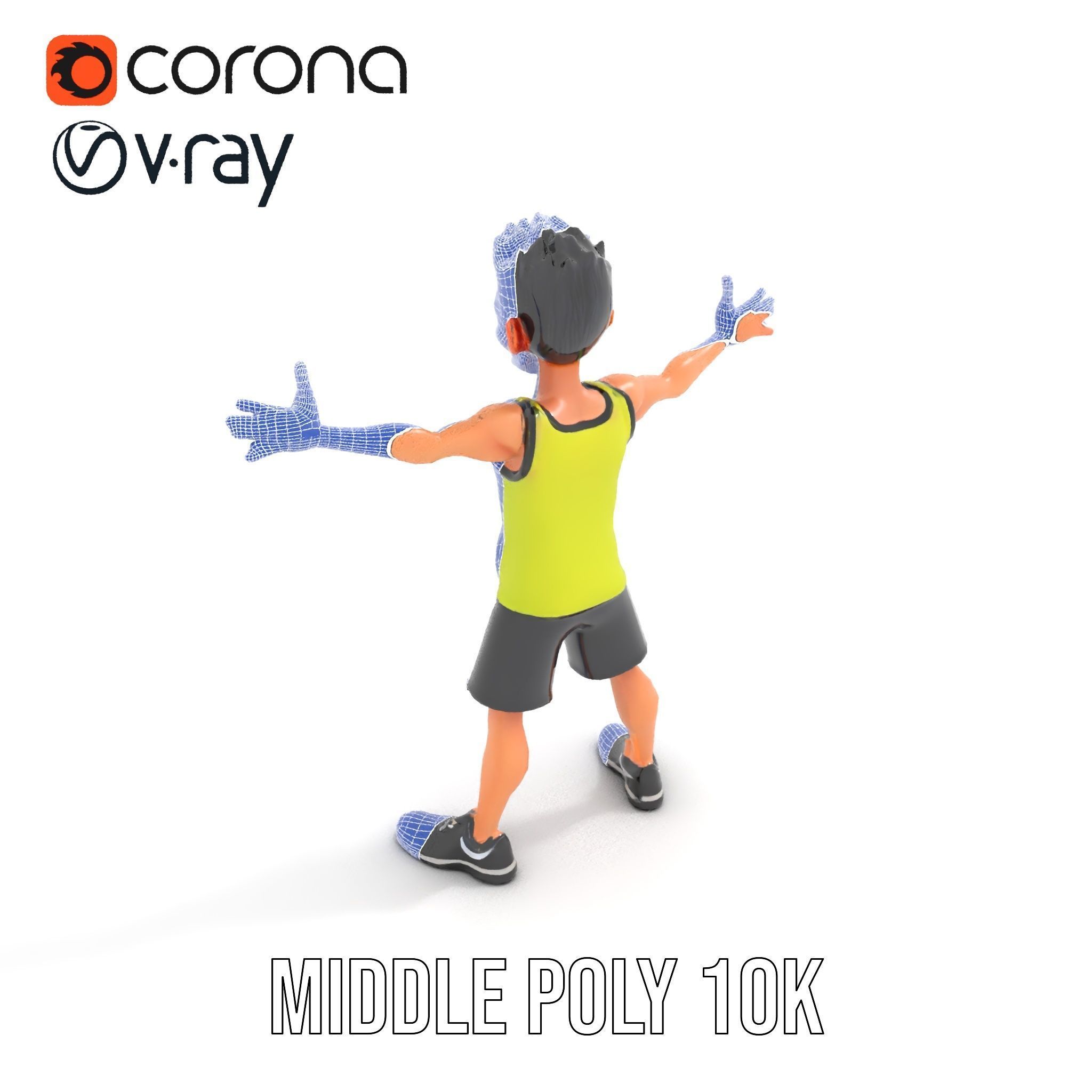 Sporty Boy D Character Model Rigged and Animated Low-poly 3D model_26