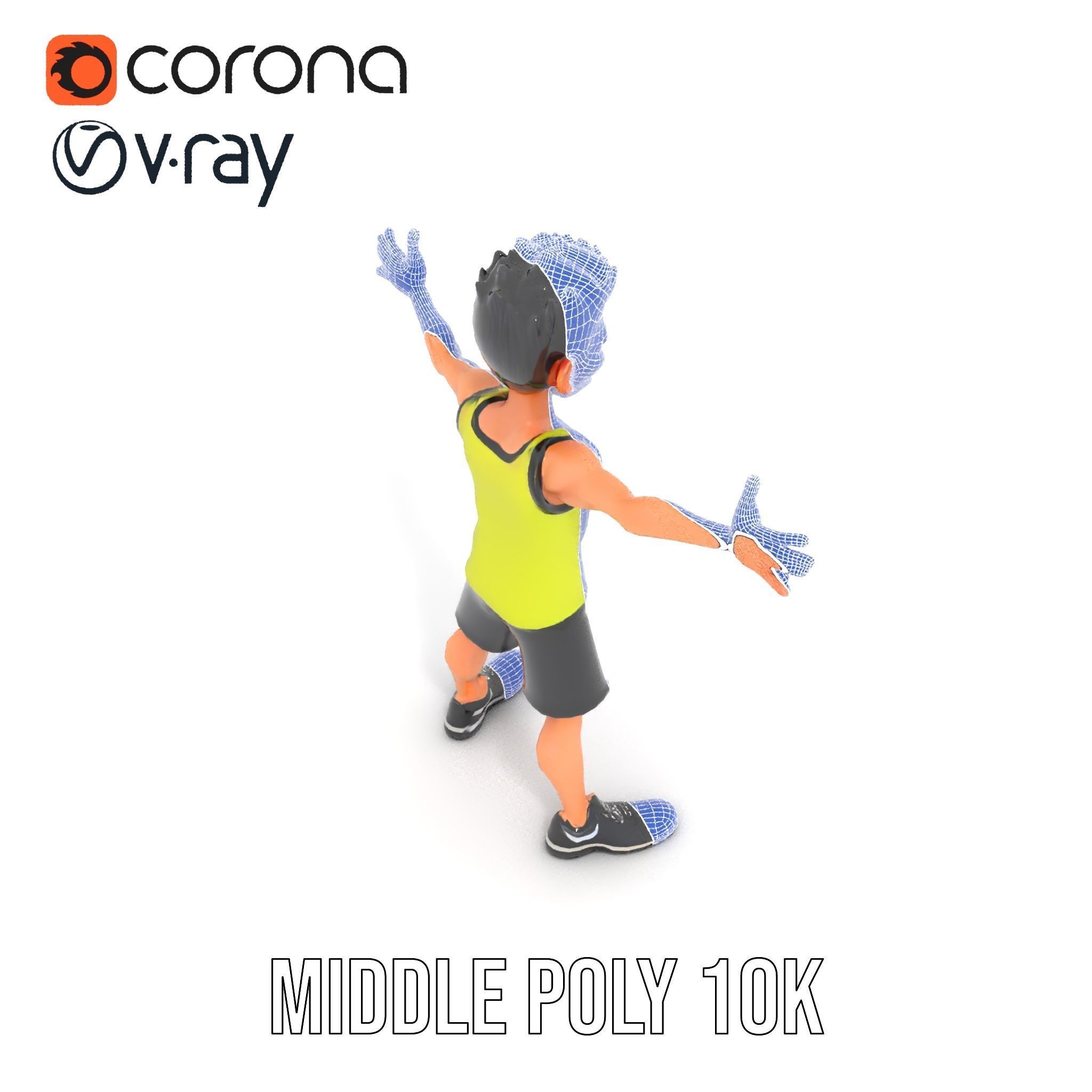 Sporty Boy D Character Model Rigged and Animated Low-poly 3D model_21