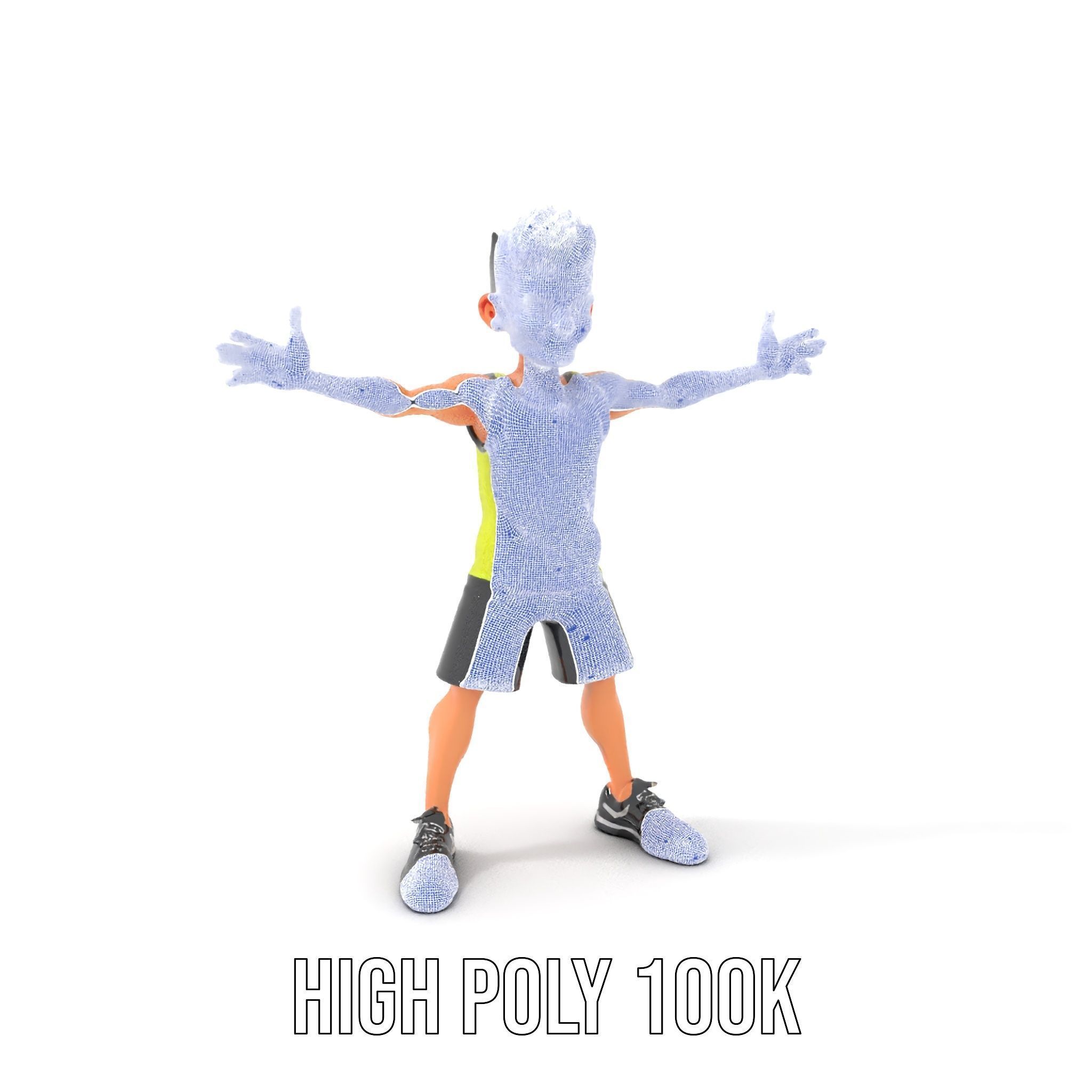 Sporty Boy D Character Model Rigged and Animated Low-poly 3D model_4