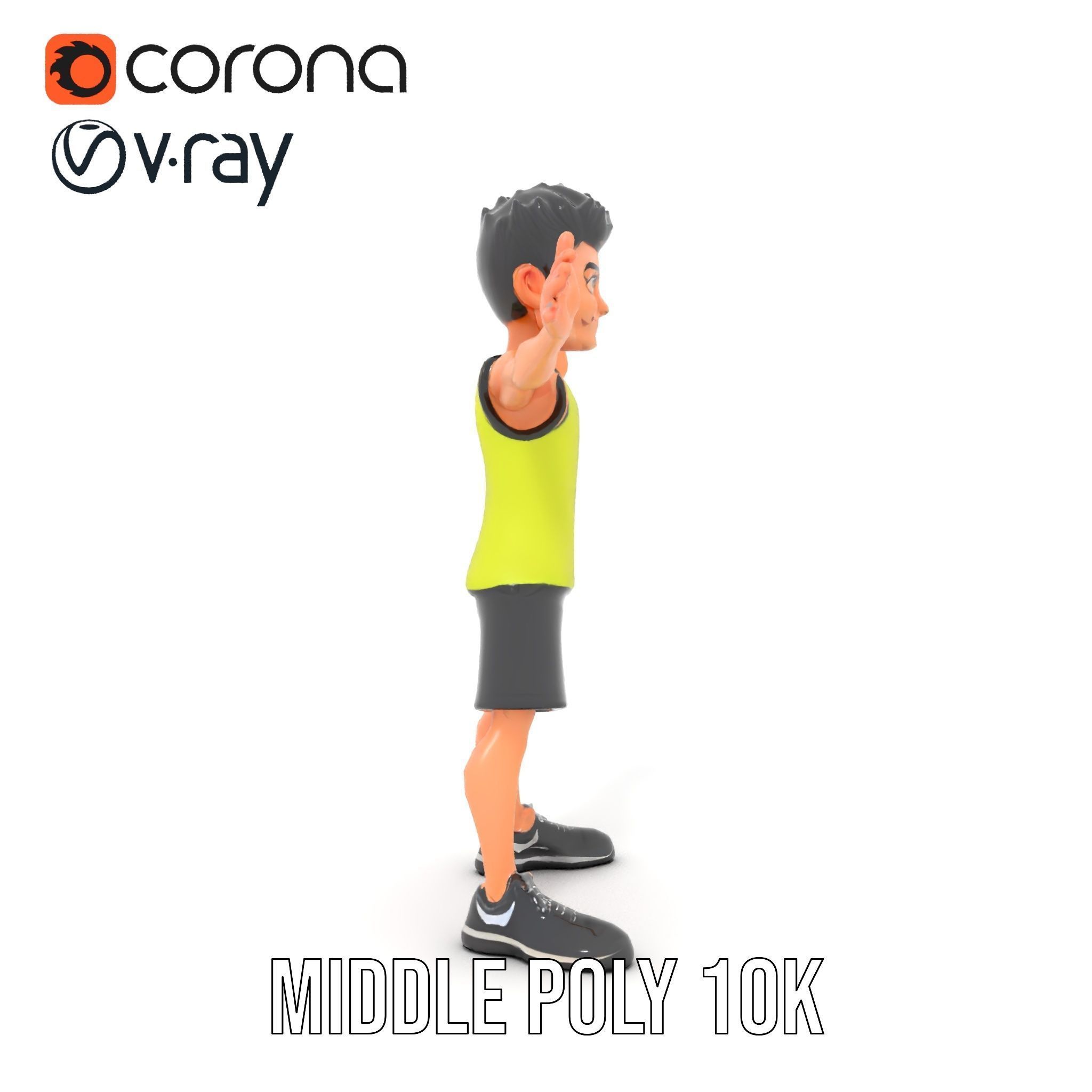 Sporty Boy D Character Model Rigged and Animated Low-poly 3D model_18