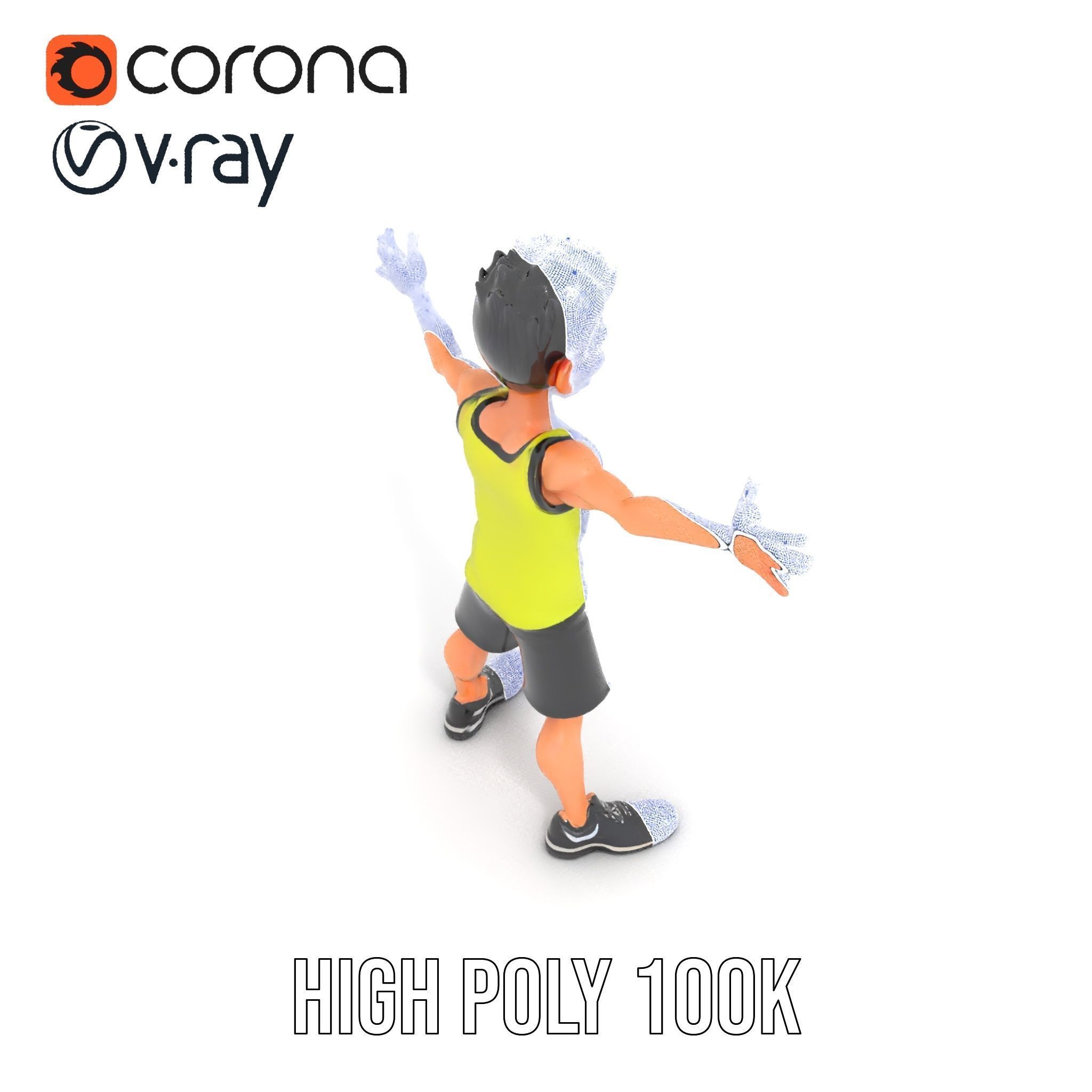 Sporty Boy D Character Model Rigged and Animated Low-poly 3D model_31