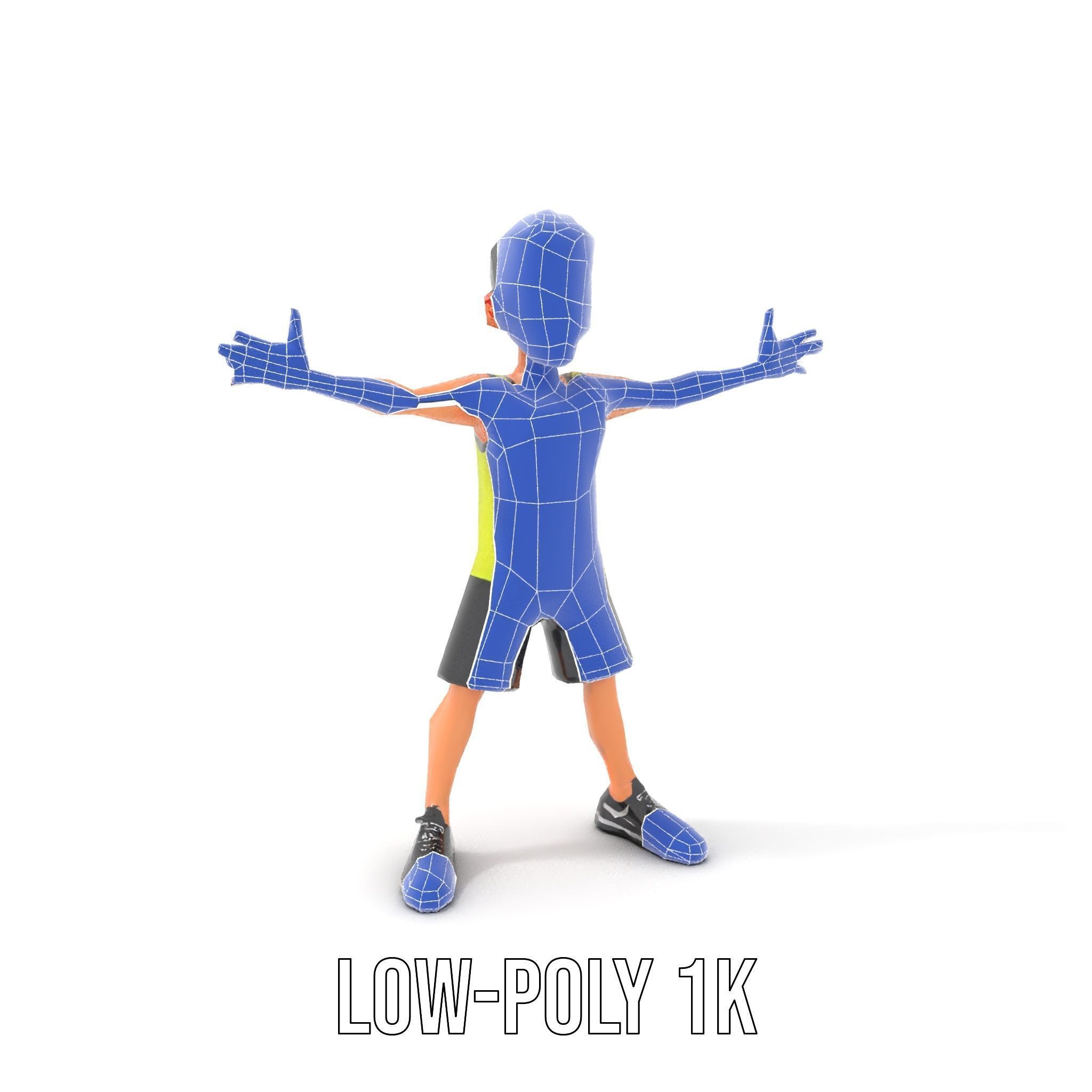 Sporty Boy D Character Model Rigged and Animated Low-poly 3D model_11