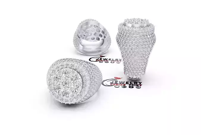 Custom Simulated Diamond Round Cut Hip Hop Men Pinky Ring