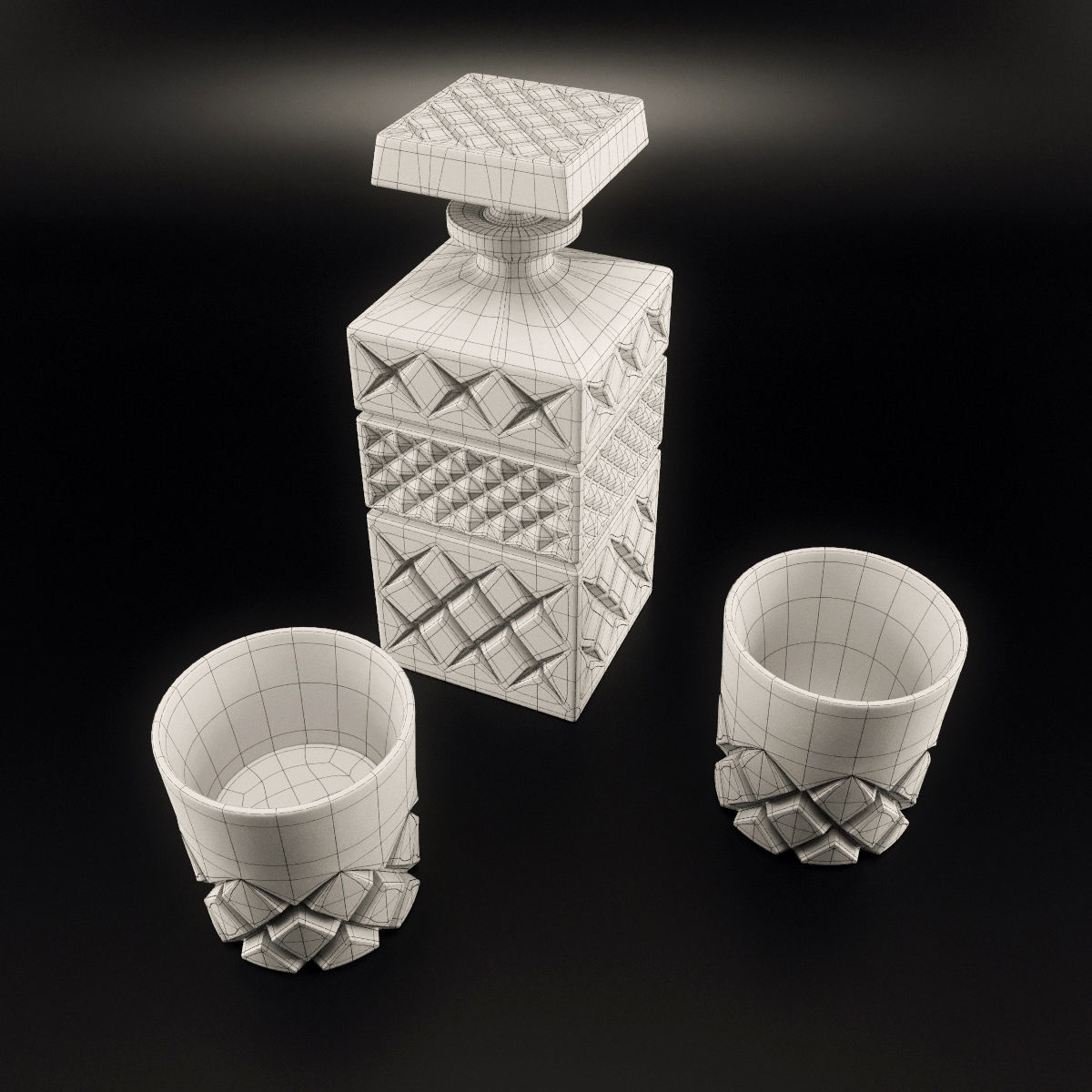 Bohemia Crystal Decanter Set 3D model_5