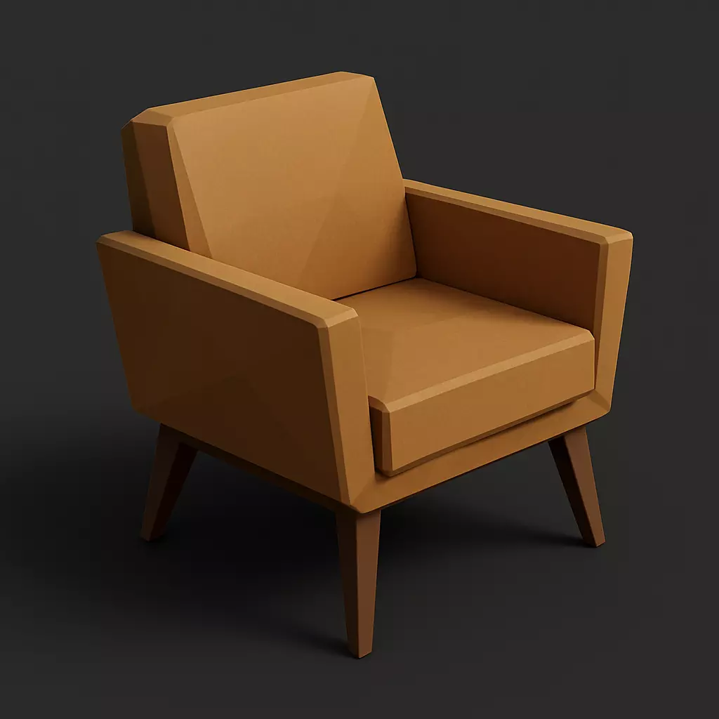 Low-Poly Modern Chair 3D model_0