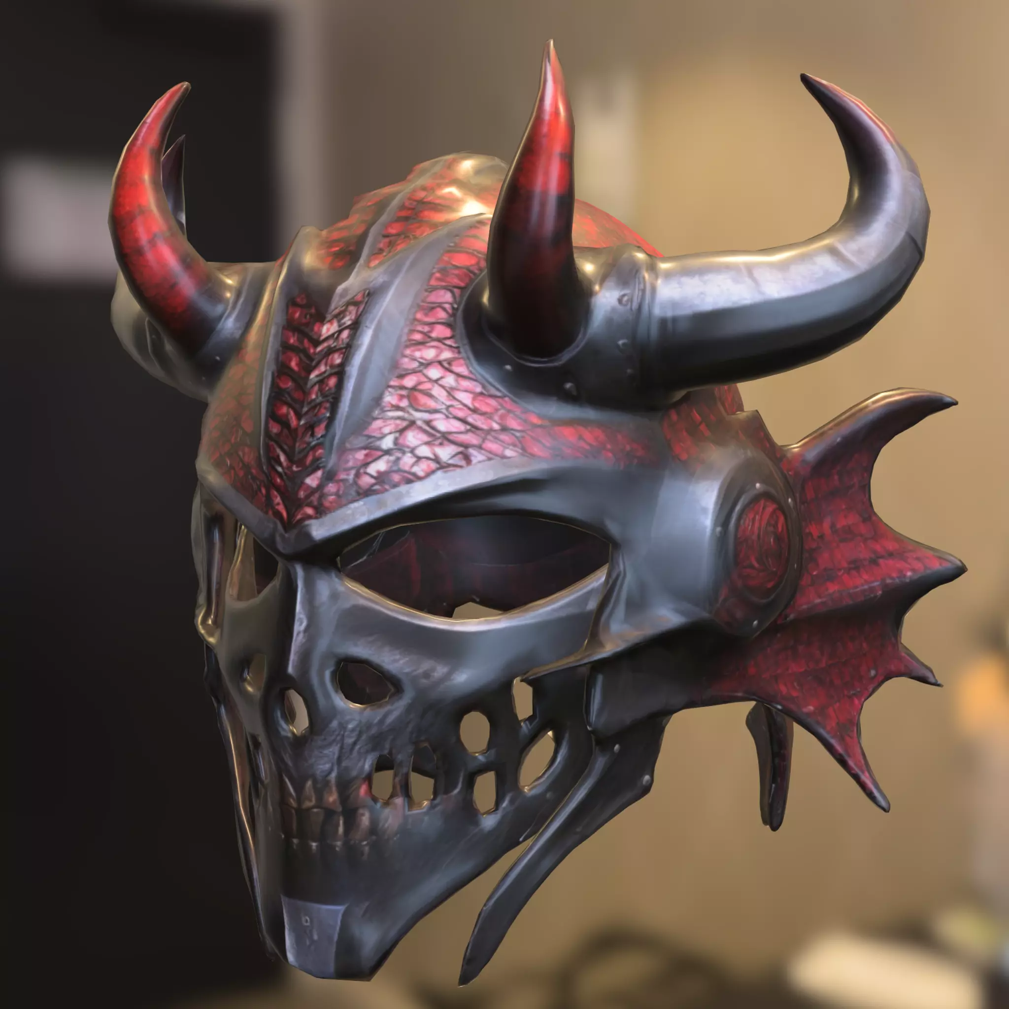 Demonic Skull Helmet 3D model_0