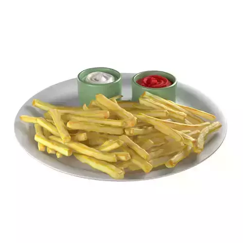 French Fries Plate Low-poly 3D model