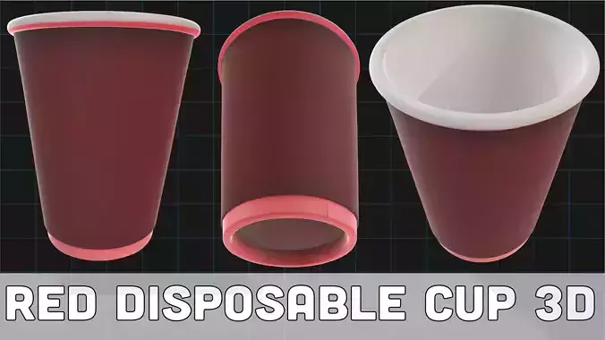 Red Disposable Cup Realistic Plastic Coffee Cup 3D print model